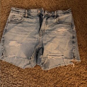 American Eagle Outfitters Ripped Light Blue Jean Shorts